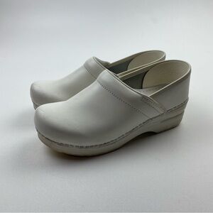 Dansko White Leather Clogs